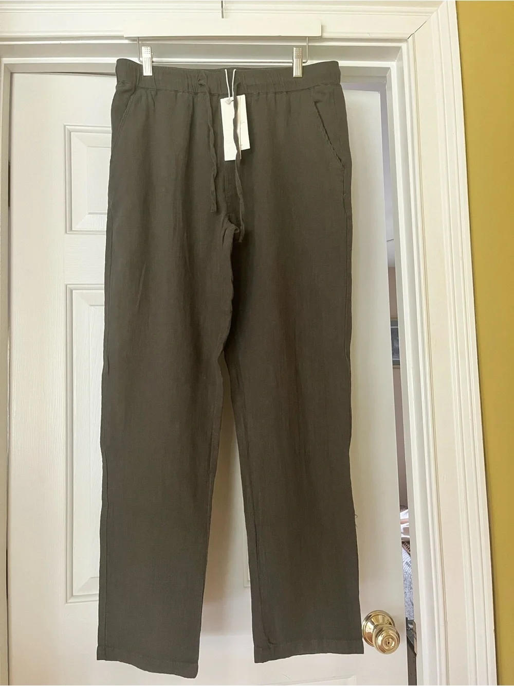NWT Men's Military Green Ramie Cotton Blend  Casual Textured Pants XL Resortwear